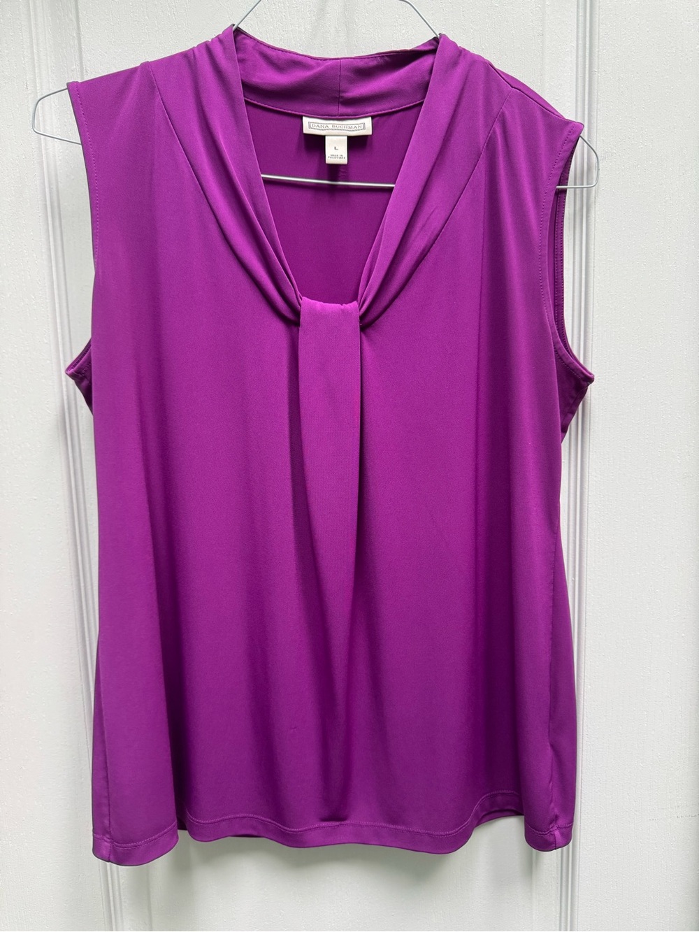 Dana Buchman Magenta Sleeveless Twist-Neck Blouse